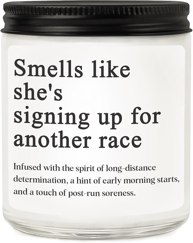 Gifts for Runners, Cross Country Running Gifts for Women, Men, Track and Field, Half Marathon Essentials, Funny Marathon Scented Candle, Christmas, Birthday, Running Gift for Marathon Runner