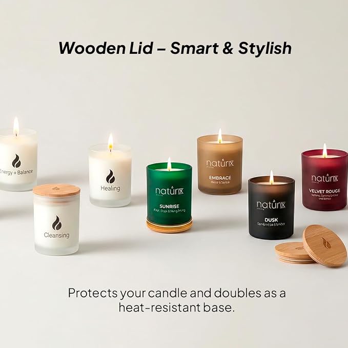 Natur IX Dusk Scented Candles for Home | Sandalwood & Amber | Natural Non Toxic Soy Candles with Essential Oils | 50 H Long Burning