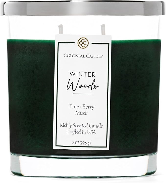 Colonial Candle Winter Woods Scented Candle Jar, Highly Fragranced Candles for Home Scented, Mottled Wax Candle, 2 Wick, 8 oz - Made in the USA