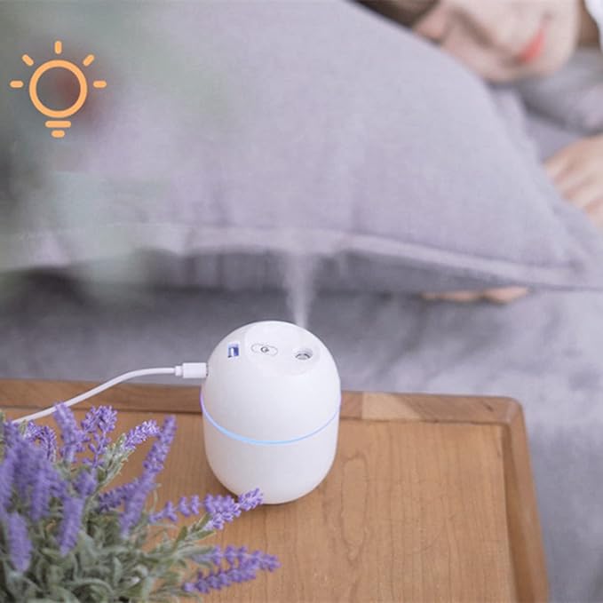 2X Air Humidifier USB Small 220Ml Mini Portable Cool Mist Diffuser for Bedroom Office Desk Car Aroma Atomizer,White