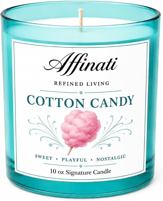 Affinati Cotton Candy Signature Candle - 10 oz Luxury Soy Blend Wax Candle, Long-Lasting Home Fragrance