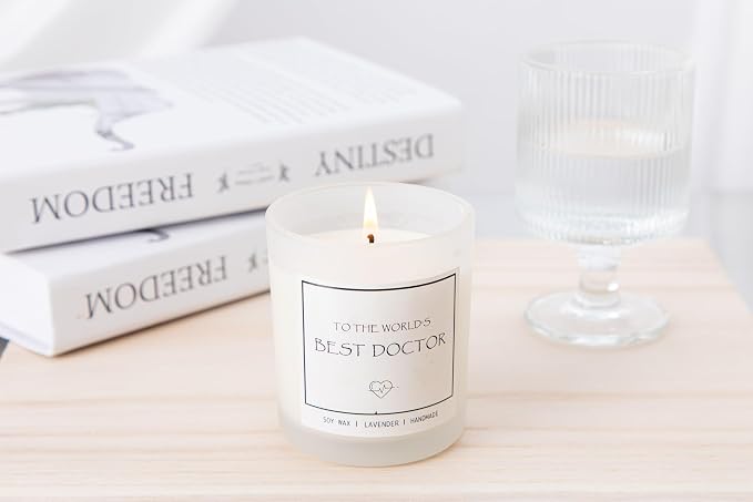 to The World's Best Doctor Candle - Doctor Gifts for Men & Women, Gifts for Doctors, Lavender Scented Candle, Natural Soy Wax & Natural Essential Oils