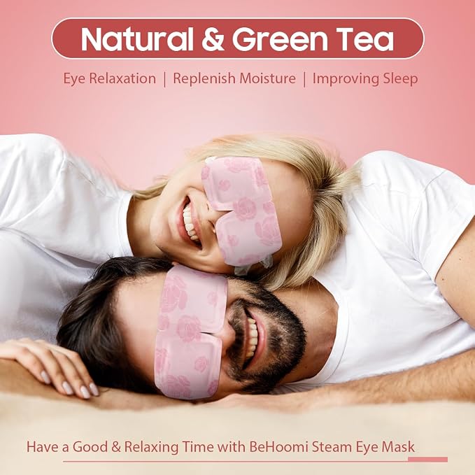 BeHoomi Steam Eye Mask, 10Packs Heated Eye Mask, Self Heating Disposable SPA Warm Compress for Eyes Sleep Mask, Travel Essentials & Relaxation Gifts for Women (Rose Scent)