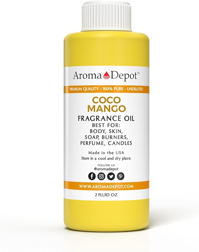Aroma Depot 2 oz / 2 Ounces Coco Mango Unisex Perfume/Body Oil Our Interpretation, Premium Quality Uncut Fragrance Oil Soap, Candle Making & Incense