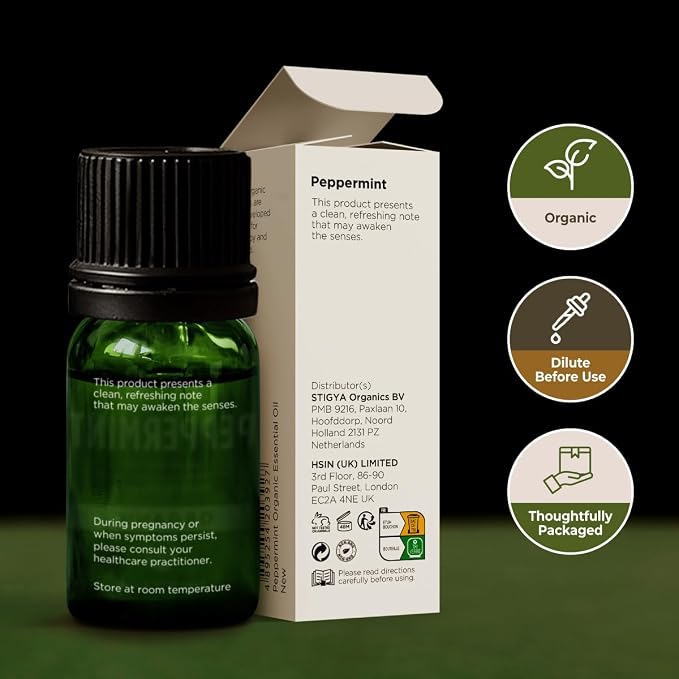 Gya Labs Organic Peppermint Essential Oil - 0.34 Fl Oz - for Skin, Hair, Diffuser, Aromatherapy, DIY Candle Making Scents (Pack of 2)