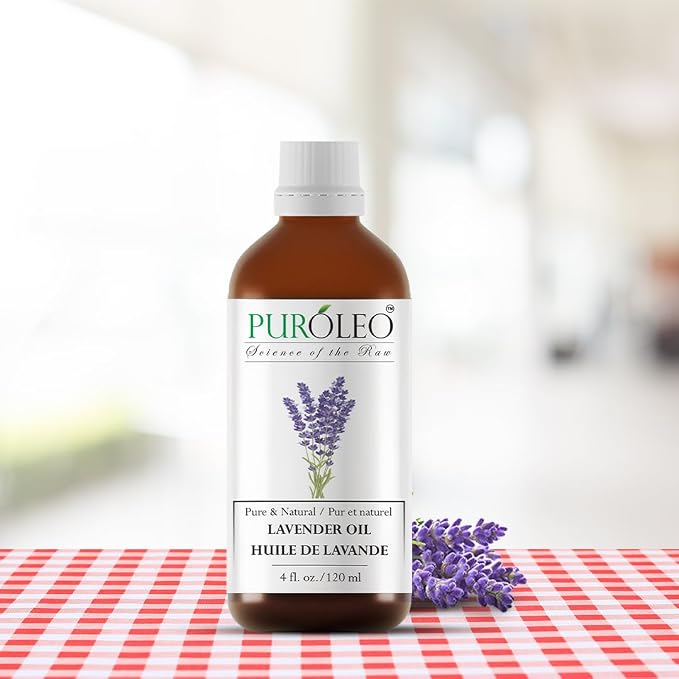 PUROLEO Lavender Essential Oil 4 Fl Oz/120 ML (Packed in Canada) 100% Pure Natural Undiluted for Aromatherapy, Aromatherapy Oil for Sleep, Relaxation Bulgaria France Oil Diffuser
