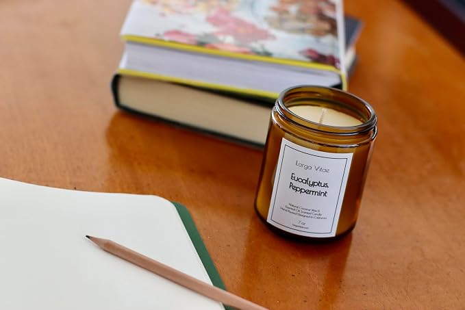 Organic Coconut Wax Aromatherapy Candle | Eucalyptus & Peppermint | Non-Toxic, Pet Safe, Allergy Friendly | Phthalate Free | Zero Waste Sustainable Gift