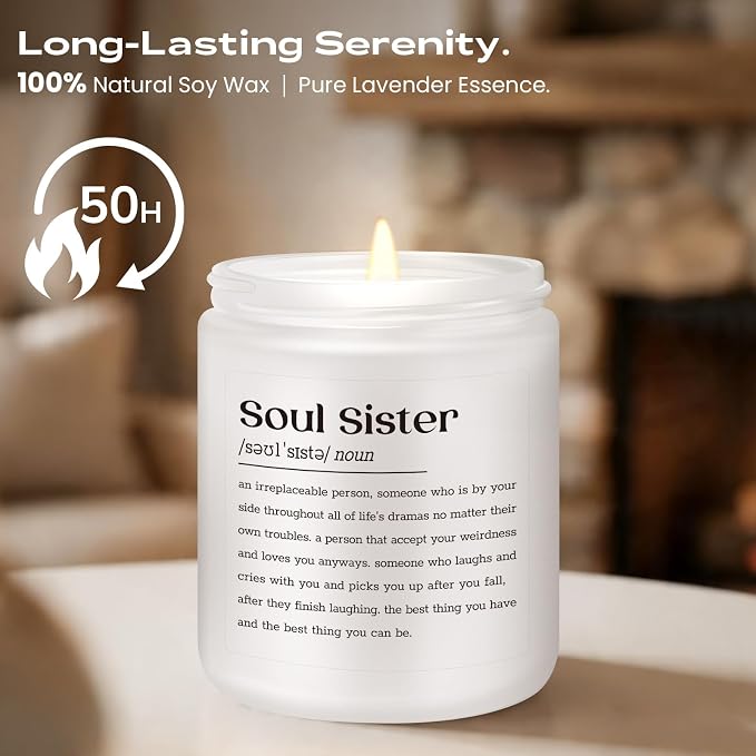 Sister Gifts, Sister Birthday Gift from Sister, Mothers Day Christmas Birthday Gifts for Big Sister, Little Sister, Unique Candle Gift for Women - Lavender Scented Candle