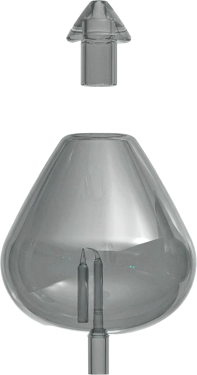 20ml Hand-Blown Glass Atomizing Chamber for Waterless Essential Oil Diffusers, Laboratory-Level Smoky Glass, Plastic-Free Nebulizing Reservoir, DIY Replacement Vessel, [Black Obsidian]