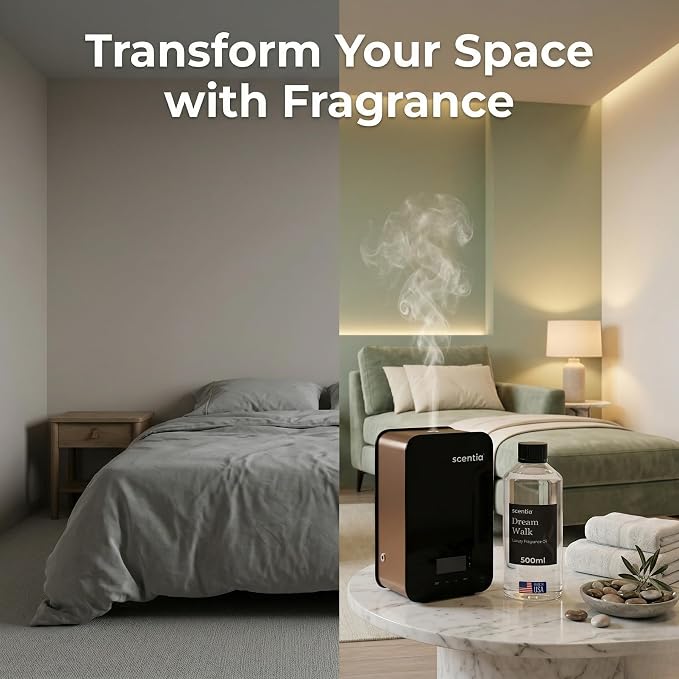 Scentia Dream Walk Diffuser Oil for HVAC Scent Machine – Hotel Fragrance Inspired by 5-Star Spa Resort – 500 mL – White Tea, Cedarwood & Amber Oil for Commercial & Cold Air Diffusers, Made in USA