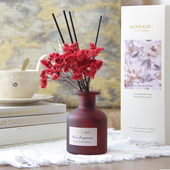 Reed Diffuser Set, Scent Diffuser with Sticks, Home Fragrance, Reed Diffuser for Bathroom, Shelf Decor, 4.06oz Gardenia White Tea
