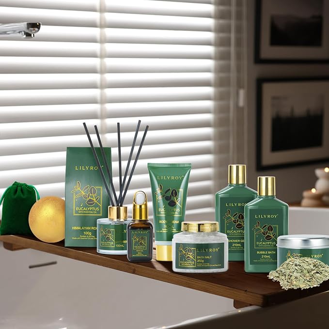 Eucalyptus Spa Bath Gift Set, 15Pcs Premium Spa Gift Baskets for Women & Men