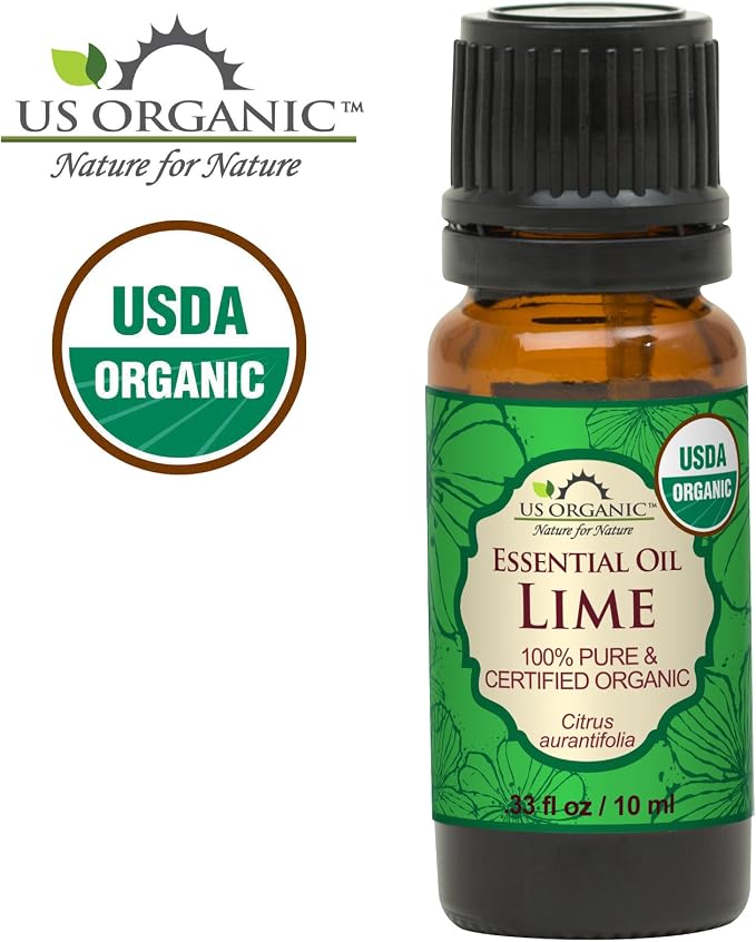 US Organic Lime Essential Oil - Certified Organic, Steam Distilled - W/Euro droppers (More Size Variations Available) (10 ml / .33 fl oz)