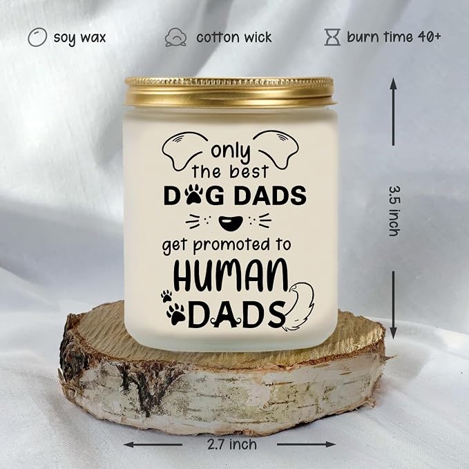 New Dad Gifts, Dog Print Lavender Scented Candle - Fathers Day Gift for First Time Dad