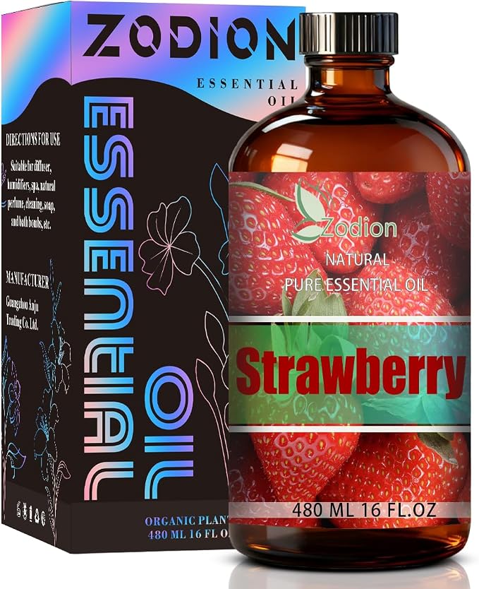 Strawberry Essential Oil - Strawberry Fragrance Oil for Diffuser, Massage, Humidifier, DIY Candle, Soap Making, Home, Bath, Yoga - 16 fl oz (480ml) - ZODION Essential Oils