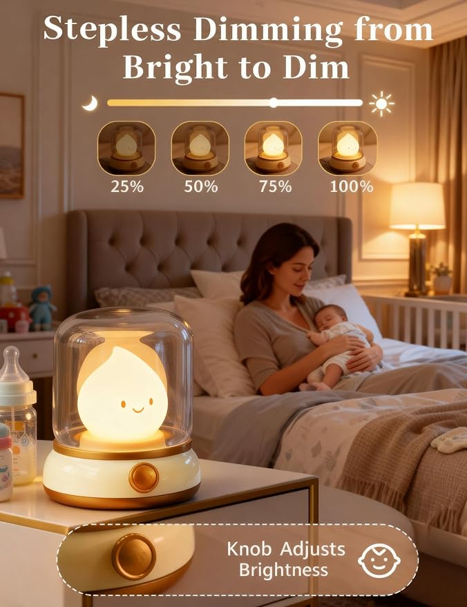 Ghost Campfire Night Light for Bedtime, Cute Kerosene Lamp, Rechargeable Portable Bedtime Small Read Lamp, Dimmable, Timer, Cute Light for Kids, Toddlers, Teens