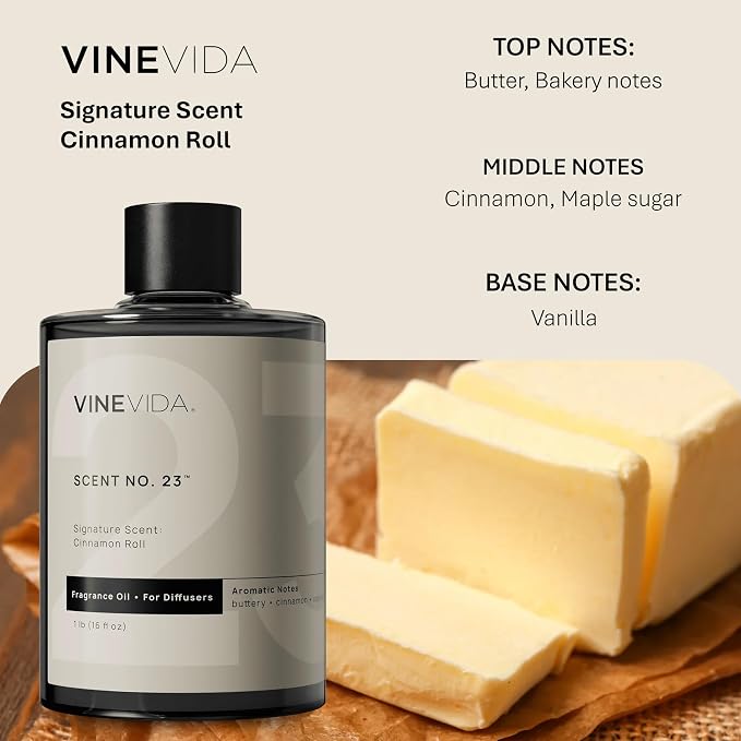 VINEVIDA [16 Fl Oz] Cinnamon Roll Fragrance Oil for Cold Air Diffusers, Essential Oils for Diffuser Oil Refill & Air Freshener Room Spray