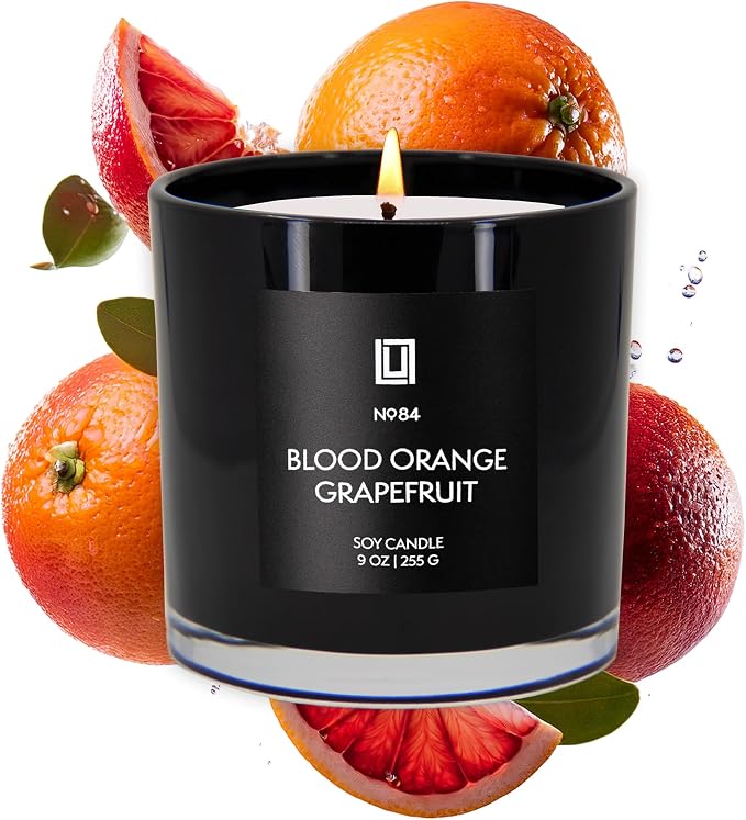 Lulu Candles | Blood Orange & Grapefruit | Luxury Scented Soy Jar Candle | Hand Poured in The USA | Highly Scented Long Lasting (9 Oz.)
