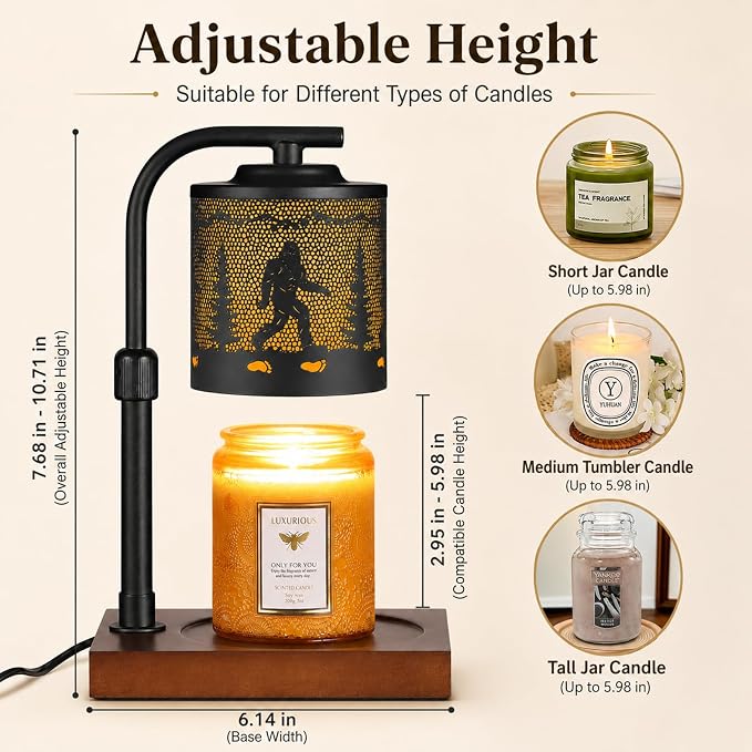 mocosa Candle Warmer Lamp with Adjustable Height Dimmable for New Home Decor Electric Candle Warmer for Jar Candles Birthday Gifts for Women Mom(Bigfoot)