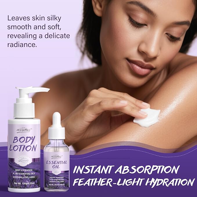 Relaxing Bath Gift Set for Women 8pcs Lavender Spa Gift Set Gift Baskets for women Mom Wife Sister Teen Best Friend Christmas Birthday Valentine's Mother's Day with Lavender Essential Oil Shea Butter