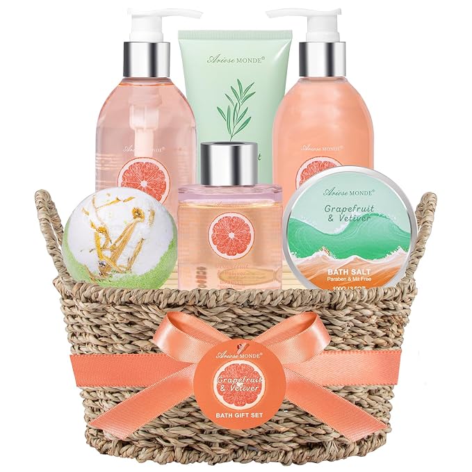Bath and Body Gift Basket for Women, Bath Baskets for Women Gift Relaxation, Spa Gift Basket With Bath Bombs, Bath Salts, Shower Gel, Birthday Gifts for Her, Mother's Day Home Spa Relaxation Kit