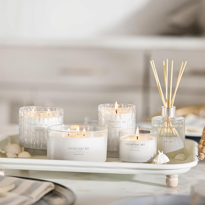 Chesapeake Bay, 14.5oz Salted Sands Scented Candle, Mood Evoking Fragrance, Sea Glass-Inspired Jar, Premium Soy Blend Wax with Essential Oils, Coastal Fragrance for Home Décor or Gifting