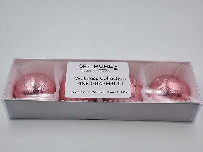 Spa Pure Pink Grapefruit Aromatherapy Shower Steamers Bombs - Shower Bombs with Essential Oils – Unisex Bath Melts - Self Care and Relaxation Shower Steamer - Enjoy Spa at Home - (4 Count)
