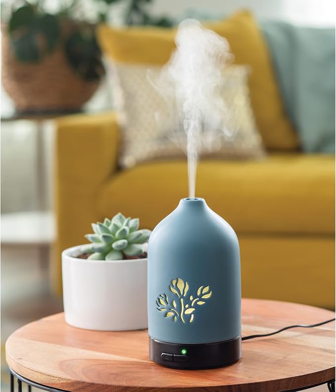 Airome Magnolia Flower Medium Essential Oil Diffuser|100 mL Humidifying Ultrasonic Aromatherapy Diffuser 8 Colorful LED Lights, Intermittent & Continual Mist, Auto Shut-Off