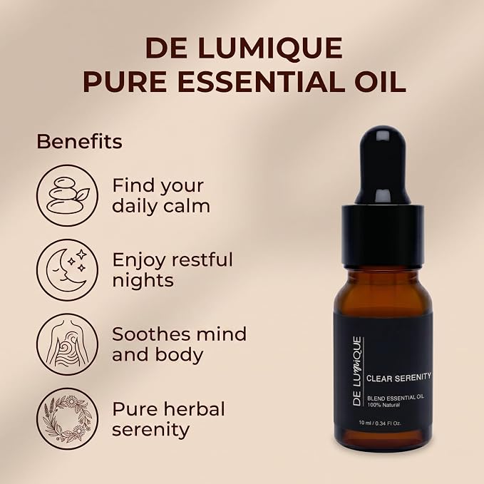 Calming Essential Oil Blend, 100% Natural Aromatherapy Grade, 10ml / 0.34 Fl Oz (Clear Serenity)