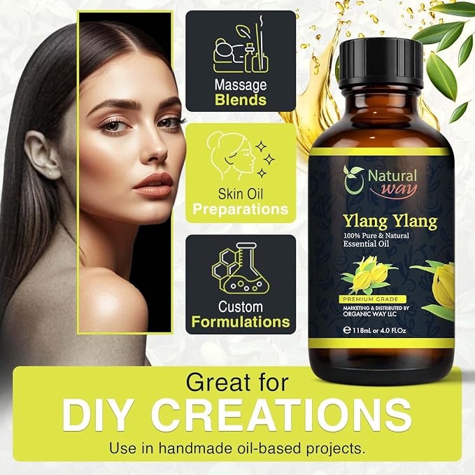 Ylang Ylang Essential Oil for Diffusers | Natural Aroma Oil for Home Fragrance, Humidifier & DIY Candle Making, Long Lasting Scent for Office, Bedroom & Soothing Scent 4 Fl Oz (120 mL)