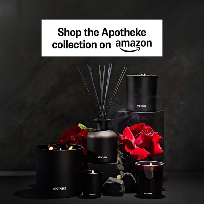 Apotheke Luxury Scented Oil Reed Diffuser Liquid Refill (Charcoal) - Premium Home Fragrance Diffuser Refill Set with Sticks