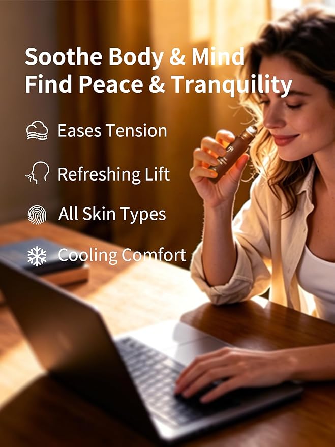 2Pack Serenity Calming Roll-On Essential Oil Blend for Stress Relief - with Lavender, Frankincense & Myrrh - 10ml Travel Size, Prediluted & Skin-Safe for Relaxation & Aromatherapy