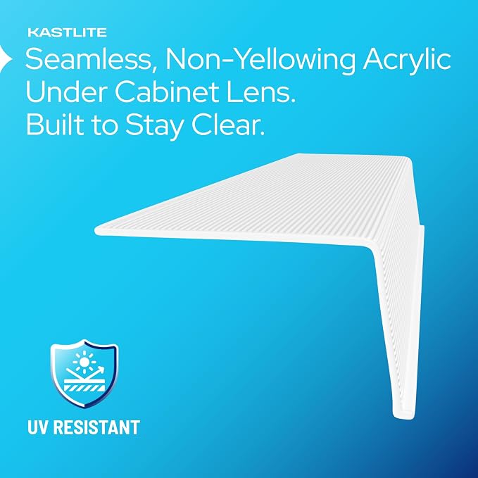 KASTLITE Linear Under Cabinet Light Cover Replacement | White Ribbed Acrylic Undercabinet Lens Diffuser | 21" L x 2-15/16"W x 1-7/8"H | Under Counter Lights for Kitchen, Bathroom & Vanity | Shape G