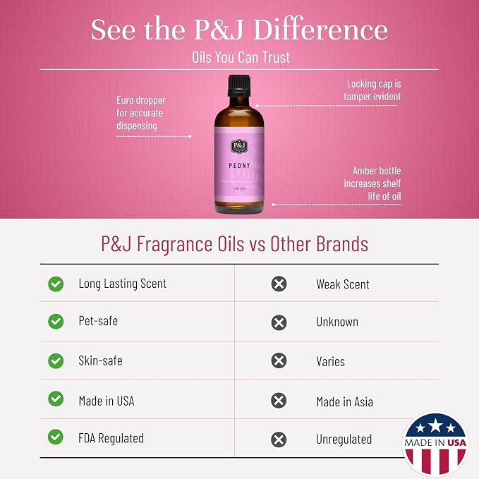 P&J Trading Fragrance Oil | Peony Oil 100ml - Candle Scents for Candle Making, Freshie Scents, Soap Making Supplies, Diffuser Oil Scents