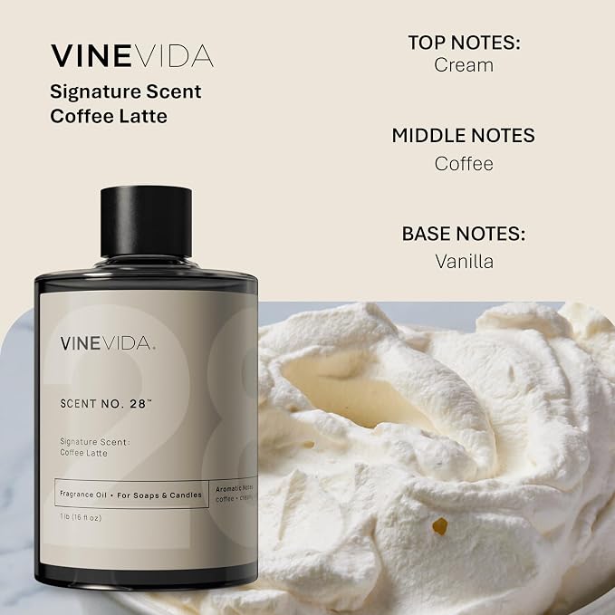 VINEVIDA [16oz] Coffee Latte Fragrance Oil for Candle Making and Soap Making - Premium Candle Scents for Soy Candles