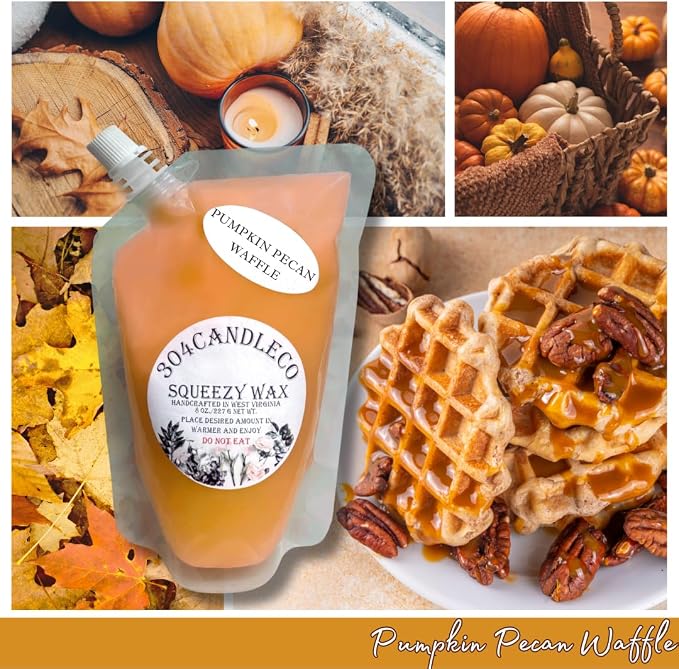 304CandleCo Large Squeeze Soy Wax Melt - 50 SCENTS! - Highly Fragrant & Hand-Crafted - Easy Mix & Match - American Made - Perfect for Wax Warmers (3oz, Pumpkin Pecan Waffles)