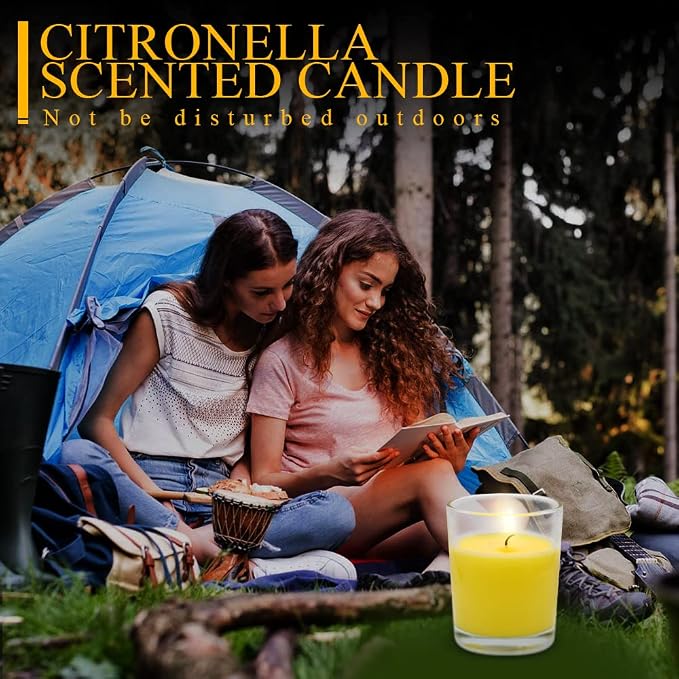 Small Citronella Candles Outdoor and Indoor Soy Wax Votive Candles for Party Dinner and Camping - 12 Hours Burn Time, Set of 20