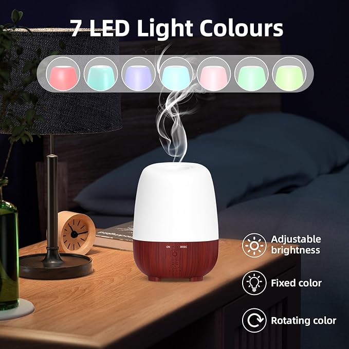 SEEDSEEL 150ML Cordless Essential Oil Diffuser, Rechargeable Battery-Operated Quiet Aromatherapy Diffuser with 7-Hour Runtime,2 Timer Settings & 7-Color LED Light for Bathroom,Bedroom,Living,Room