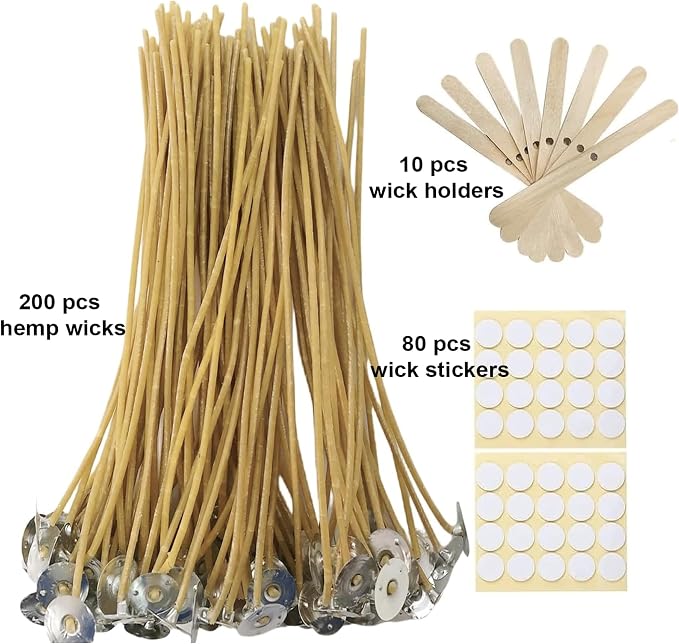 Candle Wicks 200 PCS 8 inch Hemp Candle Wicks 2.5mm Organic Beeswax Candle Wicks for Candle Making Edible Candle Wick for Butter Candle Hemp Candle Wick