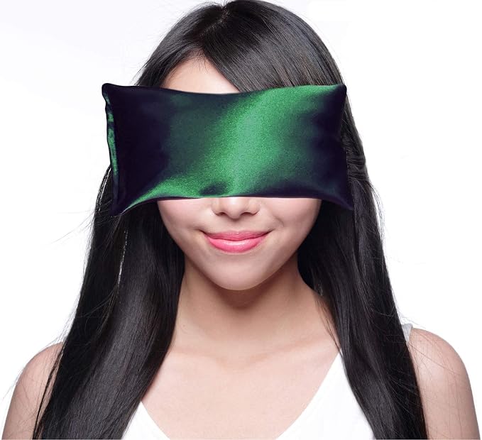 Lavender Eye Pillow - Hot Cold Weighted Eye Pillows for Relaxation, Sleep, Stress, Migraine Relief, Yoga - Aromatherapy Gifts for Women, Birthday, Teachers, Made in USA by Happy Wraps - Emerald