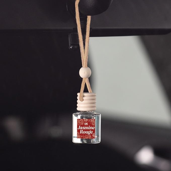 C&E Craft Co Hanging Car Air Freshener Diffuser 2 Pack, Long Lasting Fragrance Oil Car Freshener, Glass Bottle Auto Air Freshener, Made in USA (Jasmine Rouge)