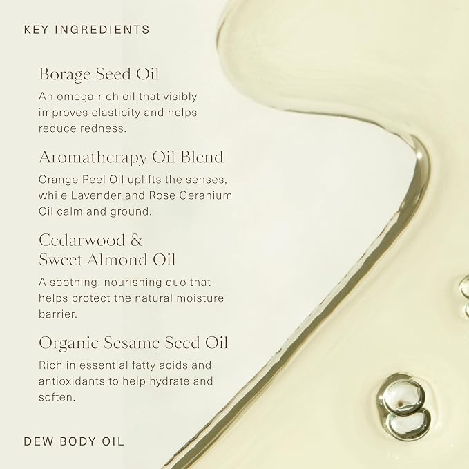Oak Essentials Dew Body Oil, Hydrating Dry Body Oil for Women, Fast-Absorbing, Non-Greasy Finish, Ideal for Dry Skin, 3.4 Fl OZ