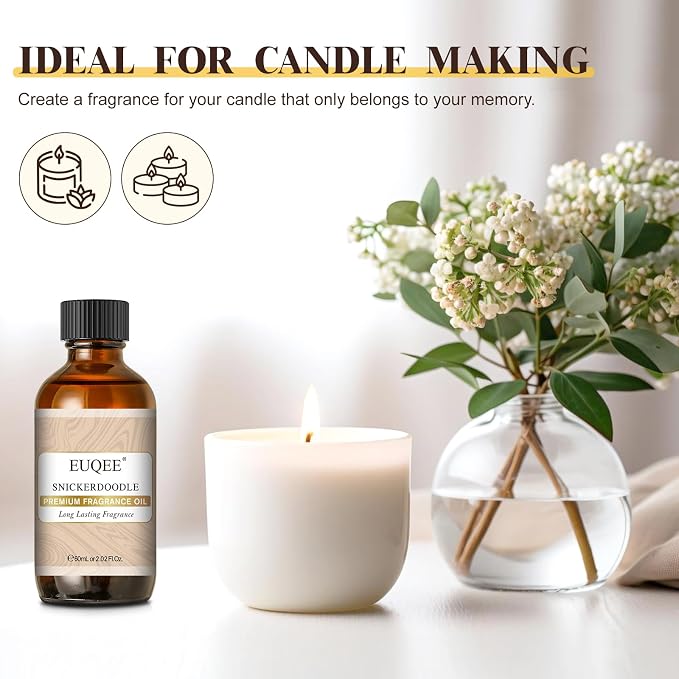 EUQEE Snickerdoodle Fragrance Oil, Premium Grade Essential Oil with Glass Dropper for Soap Making, Bath Bombs, Diffuser, Home Aromatherapy (2.02 Fl oz/60 ml)