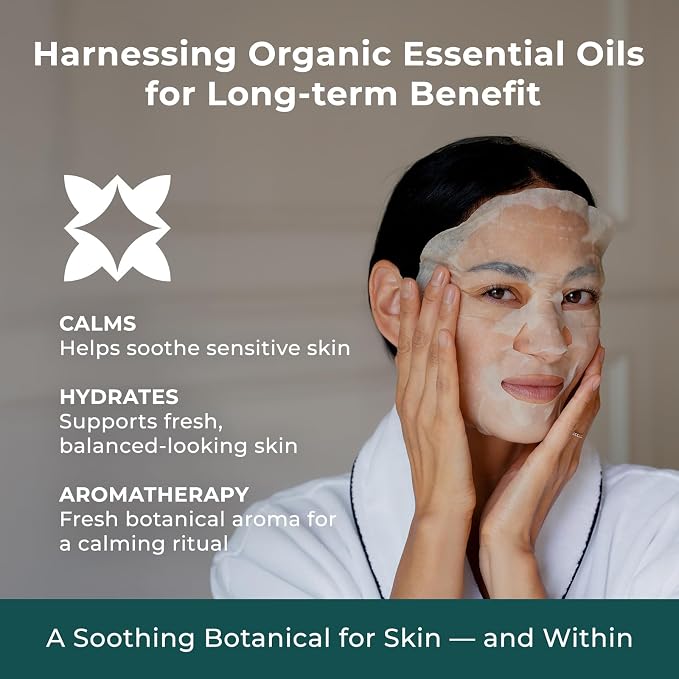 INNA ORGANIC Organic Sheet Mask - Calming & Soothing, EWG & COSMOS Certified (Pack of 5) | Green Tea & Rose Infused Skin Care | Luxury Clean Beauty