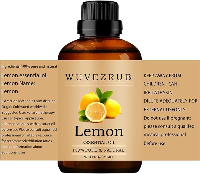 Lemon Essential Oils 120ML, 100% Pure and Natural Essential Oil for Aromatherapy Diffuser - 4 Fl Oz/Lemon