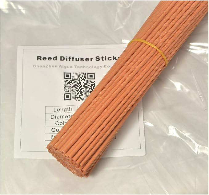 50 Pieces Fiber Reed Diffuser Replacement Refill Sticks for Aroma Fragrance (Lightbrown, 12" x3mm)