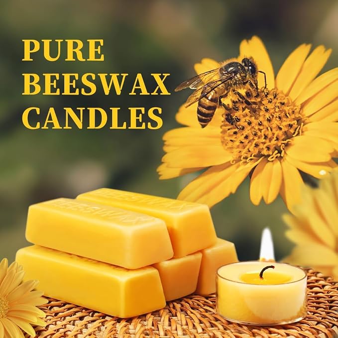 12 Pack Pure Beeswax Tealight Candles-4 Hour Burn Time Burn Evenly and Clean- Smokeless Beeswax Tea Lights for Relaxing