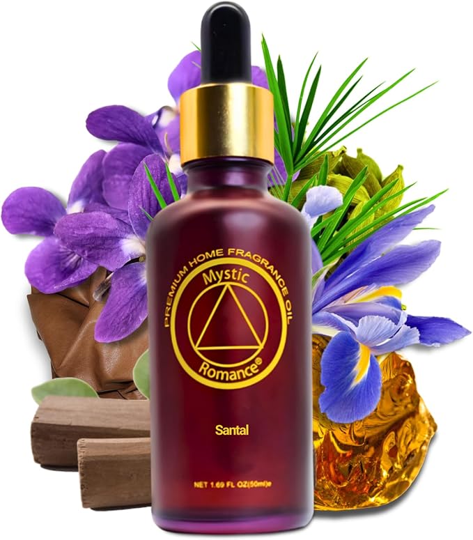 Mystic Romance Santal Premium Home Fragrance Oil - for Aroma Oil Diffusers and Burner Oil Lamps (50ml, Glass)