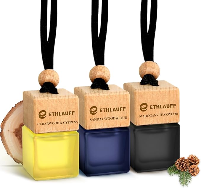 Car Air Freshener 3 Pcs, Cedarwood & Cypress, Sandalwood & Oud, Teakwood Mahogany