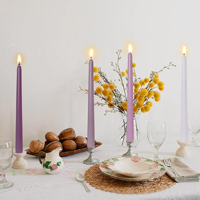 Candlesticks Long Taper Candle,Lavender Scented 10 Inches Gradient Purple Candle Sticks Smokeless Tapered Candles for Home Décor Holiday Gifts